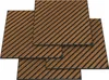 Several square acoustic wall panels with diagonal wooden slats are arranged in a layered, overlapping pattern against a white background. Podgląd zdjęcia produktu