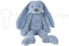 A blue plush rabbit toy is sitting on a white background. Náhled obrázku produktu
