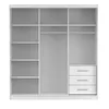An empty white wardrobe interior with shelves and hanging rails. Voir les images du produit