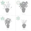 A collage showing a plant in a pot across four seasons: spring, summer, fall, and winter. Each season is depicted with a silhouette of the plant and a small icon representing the season (flower, sun, leaf, snowflake). Produktbild-Vorschau