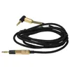 A black audio cable with gold connectors on a white background. Produktbild-Vorschau