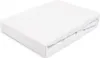 A white fitted sheet is folded and placed on a white surface. Produktbild-Vorschau