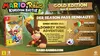 Marketing image for Mario & Rabbids Kingdom Battle - Gold Edition, showcasing the game box, Donkey Kong character, and details of the season pass contents. Produktbild-Vorschau