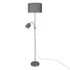 A silver floor lamp with a gray fabric shade and a flexible reading light. Náhľad obrázku produktu