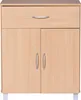 A front view of a light brown wooden cabinet with a drawer and two doors. Náhľad obrázku produktu