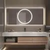 A modern bathroom vanity with a sink, mirror, and storage cabinets. Anteprima dell’immagine prodotto
