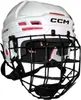 A white CCM hockey helmet with a black cage. Náhľad obrázku produktu