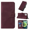 A collage of images showing a brown leather flip phone case for an iPhone 12. Produktbild-Vorschau