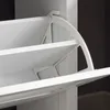Close-up of white shoe cabinet shelves with hinged doors. Anteprima dell’immagine prodotto