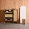 Scarpiera con decoro in legno e canna, 3 ante, Noce Anteprima dell’immagine prodotto 5