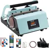 A VEVOR tumbler heat press machine with various accessories for sublimation printing, including tumblers, sublimation paper, tape, and gloves. Náhled obrázku produktu