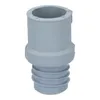 A close-up studio shot of a gray plastic drain hose end piece. Produktbild-Vorschau