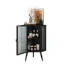 80CM Boden Eckschrank, Schwarz, 2 Ebenen mit Glastüren & Produktbild-Vorschau 6
