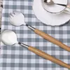 Salatlöffel-Gabel-Set aus Edelstahl mit Holzgriff, Produktbild-Vorschau 4