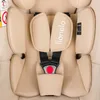 A close-up view of a beige car seat's harness system. Produktbild-Vorschau