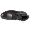 A top-down view of a black leather boot. Voir les images du produit