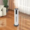 A white humidifier is shown in a living room setting, emitting mist. Podgląd zdjęcia produktu