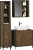 A bathroom vanity set with a tall cabinet, a medicine cabinet with a mirror, and a sink cabinet with a sink and faucet. Podgląd zdjęcia produktu