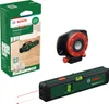 A Bosch UniversalWallLevel laser level kit, including the packaging and two components of the device. Podgląd zdjęcia produktu