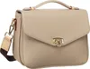 A studio shot of a beige handbag. Voir les images du produit