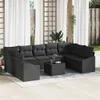 Sofa Set mit Kissen 10 pcs Schwarz Poly Rattan Produktbild-Vorschau 2