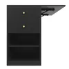 A black cabinet with two drawers and open shelves, with a fold-out table attached to the side. Podgląd zdjęcia produktu