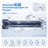 A close-up of a water filter element with water splashing around it, illustrating its filtration capabilities and the reduction of various impurities. Podgląd zdjęcia produktu