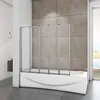 A modern bathroom with a bathtub and a folding shower screen. Produktbild-Vorschau