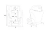 Diagrams of a child car seat with dimensions and measurements. Anteprima dell’immagine prodotto
