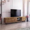 Selsey TV-Lowboard Galhad Wotan Eiche Matt mit weißer Produktbild-Vorschau 1