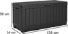 A black storage box with dimensions indicated by text overlays. Podgląd zdjęcia produktu