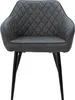 A single grey armchair with diamond stitching and black metal legs, presented on a white background. Náhľad obrázku produktu