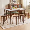 Barhocker Massivholz rund 4er Set Walnussbraun 27x27x45cm Produktbild-Vorschau 2