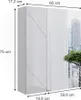 A white high-gloss cabinet with a city view in the background. Náhled obrázku produktu