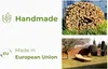 A collage showing a bundle of wooden sticks, a logo with text 'Handmade', and a garden scene with a lounge chair. Podgląd zdjęcia produktu