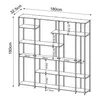 A diagram showing the dimensions of a black metal shelving unit. Náhled obrázku produktu