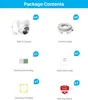 A diagram showing the contents of a package for a security camera system. Produktbild-Vorschau