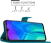 A teal phone case is shown in a stand-up position, displaying a colorful screen. Above the phone case, there are illustrations of the stand function in different angles, along with text describing the feature. Náhľad obrázku produktu