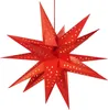 A red, star-shaped paper lantern with small gold stars cut out. Náhled obrázku produktu