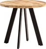 A round wooden table with black metal legs, shown against a white background. Anteprima dell’immagine prodotto