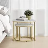 FORTENA Couchtisch Set 2tlg Rund, Marmor Look, mit goldenem Produktbild-Vorschau 9