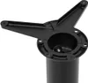 A close-up view of the top of a black table leg with a mounting bracket. Voir les images du produit