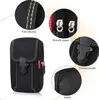 Collage of close-up shots highlighting features of a black tactical belt pouch. Produktbild-Vorschau