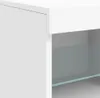 Close-up view of a white cabinet with a glass shelf. Voir les images du produit