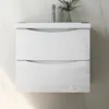 Badmöbel Set 60 cm Smiley Hochglanz Weiß Waschbecken mit Produktbild-Vorschau 1