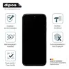 A black smartphone screen protector is shown with surrounding icons and text describing its features. Náhled obrázku produktu
