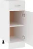 A white cabinet with a drawer and an open door revealing shelves. Náhľad obrázku produktu