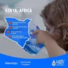 A child drinking water, with a map of Kenya highlighting schools. Anteprima dell’immagine prodotto