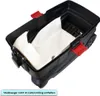 A black plastic toolbox with white dust bags inside, shown from a high angle. Produktbild-Vorschau