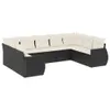 9-tlg. Garten-Sofagarnitur mit Kissen Schwarz Poly Rattan Produktbild-Vorschau 1